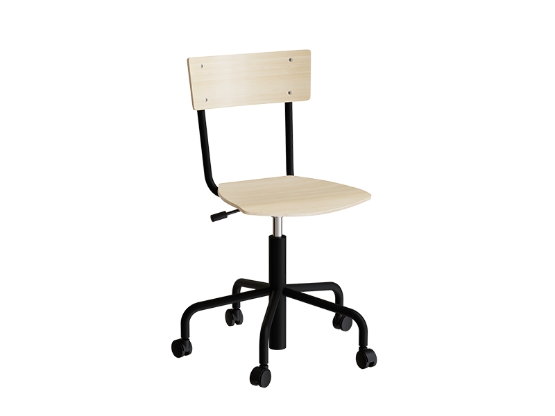 Stol Strong 113, birkelaminat, sort stel og hjul