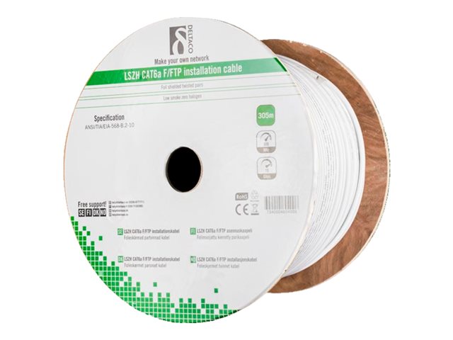 Deltaco Tp-51C - Bulkkabel - 305 M - F/Ftp - Cat 6A - Halogenfri - Hvid