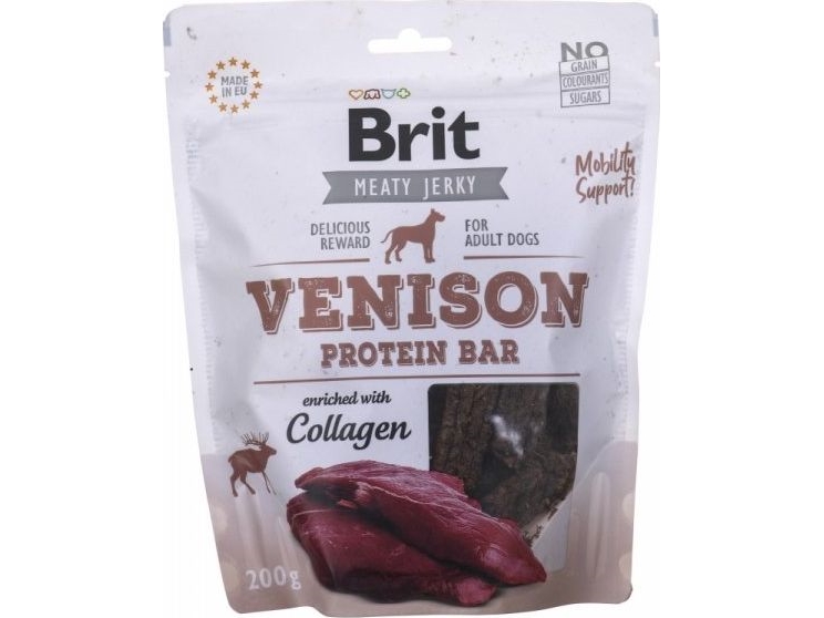 Brit Jerky Hirschfleisch-Protein-Riegel - Hundeleckerli - 200 G