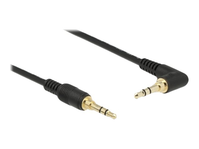 Delock - Audiokabel - Mini-Phone Stereo 3.5 Mm Han Lige Til Mini-Phone Stereo 3.5 Mm Han Vinklet - 2 M - Sort