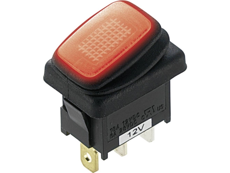 TRU COMPONENTS 1587935 Vippekontakt TC-R13-66B8 12 V/DC 16 A 1 x Off/On Klikkende 1 stk