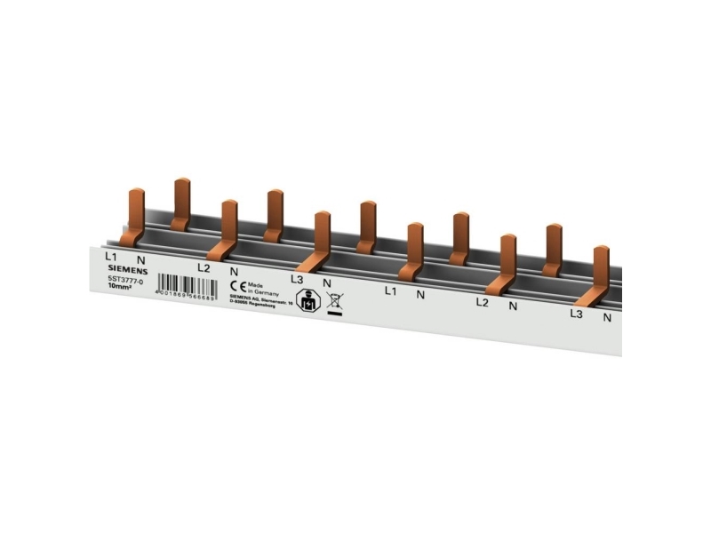 Siemens 5ST37770 Tilbehør til fordelerskab Samleskinne Antal rækker 3 10 mm² 63 A 230 V Leder-type = L, L, L, N 1 stk