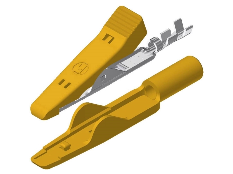 SKS Hirschmann MA 1 Miniatyrkrokodilkäke Gul Spännvidd max: 4 mm Längd: 41,5 mm 1 st | EL Artiklar - Andra EL - krokodilnäbb | GameStuff
