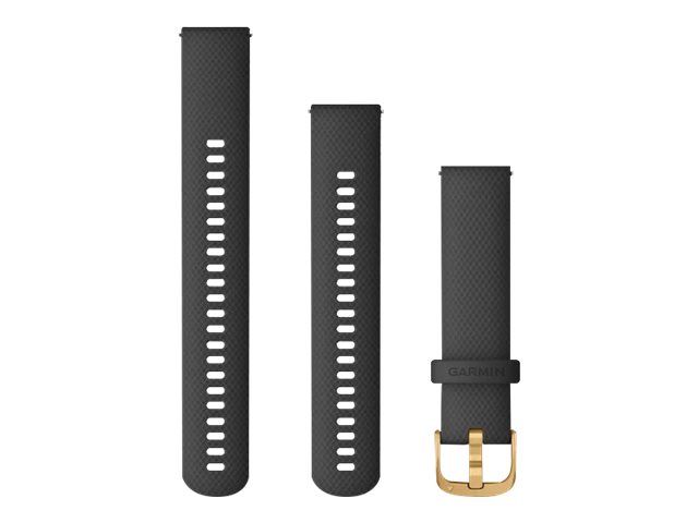 Garmin Quick Release Band Urrem for smart watch - 125 - 218 mm - sort, guld hardware - for Approach S40; Forerunner 245, 55, 645; Venu; vívoactive 3; vívomove 3, HR, Luxe, Style