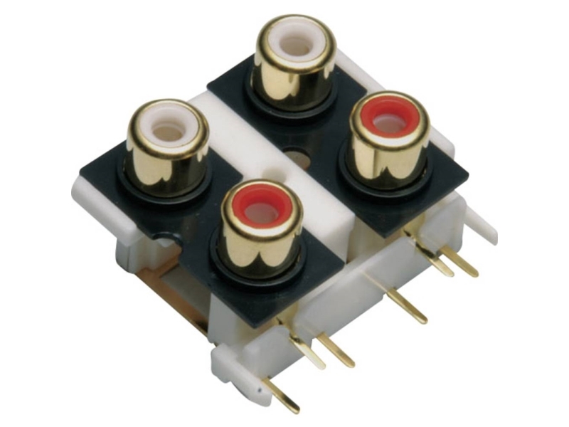 TRU KOMPONENTER Cinch-kontakt Anslutning, infälld vertikal Antal stolpar: 4 1 st | Datortillbehör - Kablar & adaptrar - Ljudkablar | GameStuff