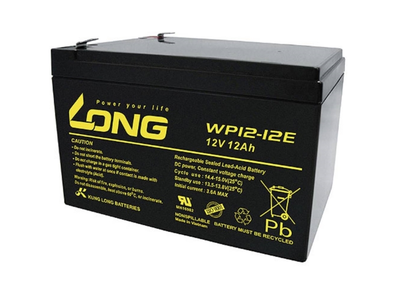 Long Wp12-12E Blybatteri 12 V 12 Ah Blyfleece (B X H X T) 151 X 98 X 98 Mm Fladstik 6,35 Mm Cyklusstabilt, Lav Selvafladning, Vedligeholdelsesfri
