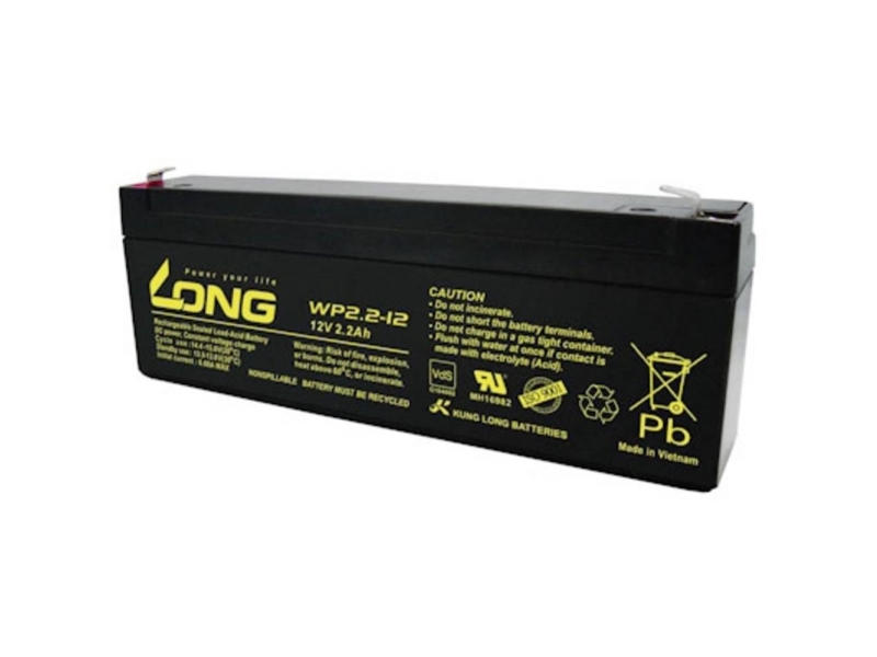 Lång WP2.2-12 WP2.2-12 WP2.2-12 Blybatteri 12 V 2,2 Ah Blyfilt (B x H x D) 178 x 66 x 34 mm Plattkontakt 4,8 mm VDS-certifiering, Låg självurladdning, Underhållsfri | EL Artiklar - Batteri - Övriga batterier | GameStuff