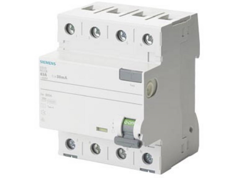 Hpfi 4-polet type a 63a 30 ma 400vac med termisk overbelastningsbeskyttelse