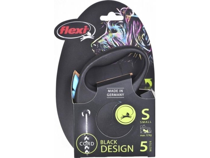 Flexi Black Design S Kordel 5 M, 12 Kg, Blau