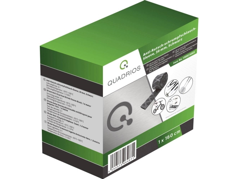 Quadrios 1908CA069 Krympeslange uden lim Sort 30 mm 15 mm Krympningshastighed:2:1 1.6 m