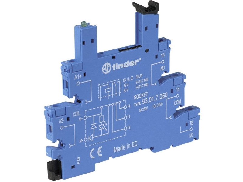 Finder 93.01.3.240 Relaissteckfassung Mit Haltebügel, Mit Led Und Emc-Ausstattung Für Die Relaisspule (Passend Für Phoenix Contact Emd-Sl Serie), (L