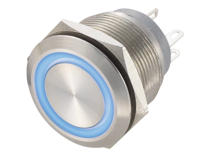 TRU COMPONENTS GQ22-11WE/B-W/12V Kiinteä painike 250 V/AC 0,5 A 1 x Pois päältä/(Päälle) Kosketus Sininen IP67 1 kpl