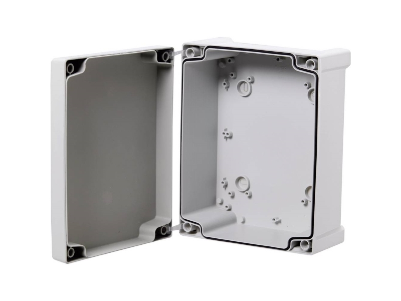FIBOX Seinäkaappirasia ABS 240 x 191 x 107 mm harmaa RAL7035 harmaalla kannella IP65 halogeenivapaa litteällä kannella tulostusta ja tarroja varten