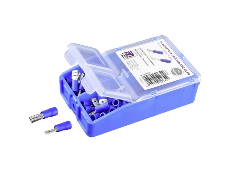 TRU COMPONENTS TC-6646620 Klemmeforbindelsesstykker-sortiment 1.50 mm² 2.50 mm² Blå 140 stk | EL Artiklar - Kablar och ledningar - Kabelsko och ärmar | GameStuff