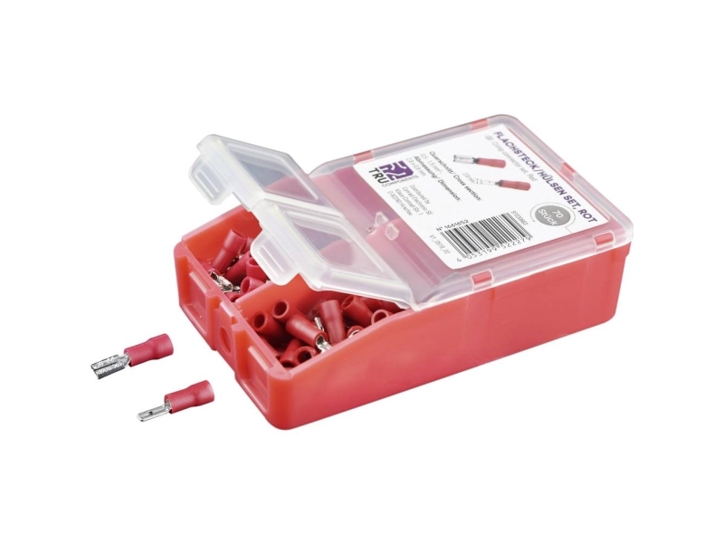 TRU COMPONENTS TC-6646608 Klemmeforbindelsesstykker-sortiment 0.50 mm² - 1.50 mm² Rød 140 stk | EL Artiklar - Kablar och ledningar - Kabelsko och ärmar | GameStuff