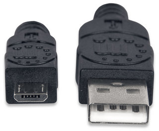 Manhattan Hi-Speed Usb Micro-B Anschlusskabel, Usb 2.0, Typ A Stecker - Micro-B Stecker, 480 Mbps, 1 M, Schwarz, 1 M, Usb A, Micro-Usb B, Usb 2.0, Mä