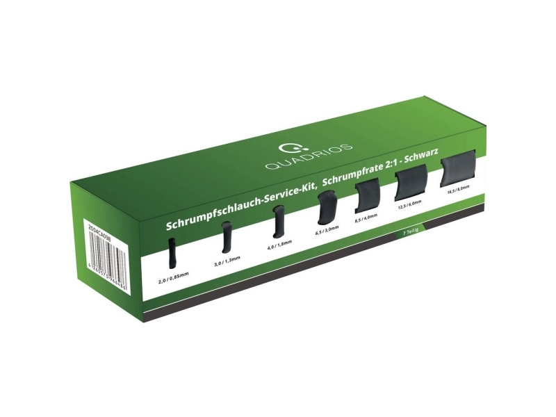 Quadrios 2004CA098 Krympeslangesortiment Sort Krympningshastighed:2:1 7 Teile | EL Artiklar - Kablar och ledningar - Krympemateriale | GameStuff