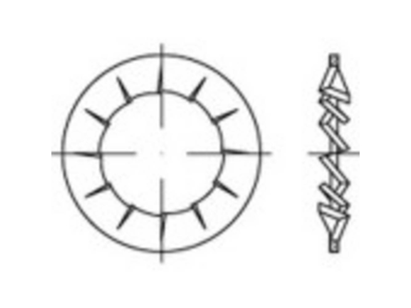 TOOLCRAFT 1067179 Stjernefjederskive Indvendig diameter: 6.4 mm DIN 6798 Rustfrit stål 1000 stk