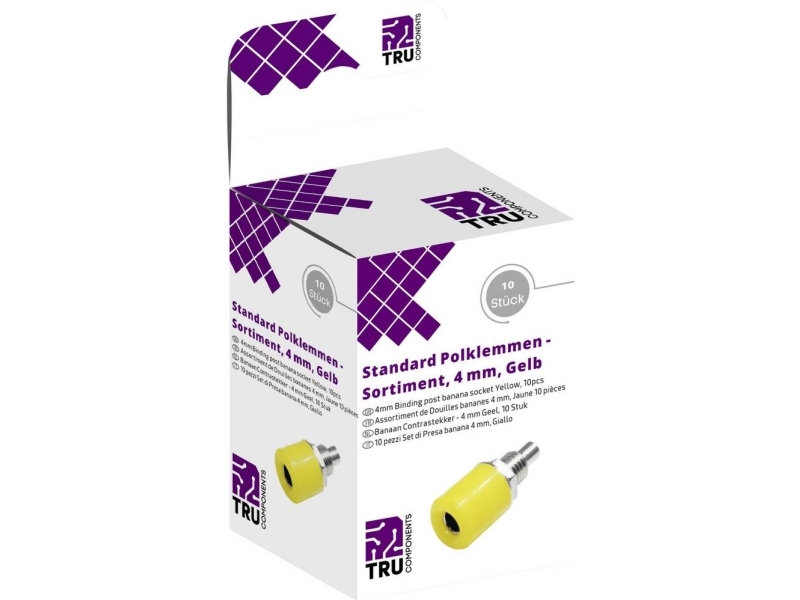 TRU COMPONENTS Laboratorioliittimien lajitelma Liitin, uppoasennettava pystysuora Keltainen 10 kpl