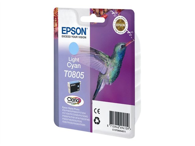 Epson Hummingbird Singlepack Light Cyan T0805 Claria Photographic Ink, Tinte Auf Pigmentbasis, 7,4 Ml, 1 Stück(E)