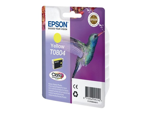 Epson Hummingbird Singlepack Yellow T0804 Claria Photographic Ink, Standardertrag, Gelb, Tinte Auf Pigmentbasis, 7,4 Ml, 1 Stück(E), Einzelpackung