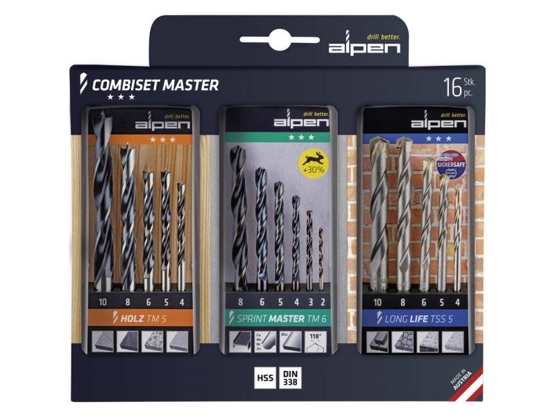 Alpen 0000811003100 Combiset Master universellt sortiment av bor | Elverktyg - Tillbehör - Diverse Borr | GameStuff