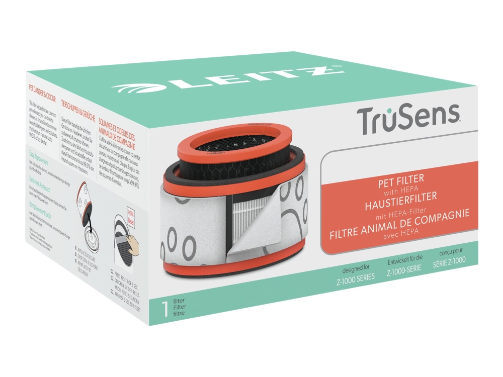 Leitz 3-in-1 HEPA Pet suodatin TruSens Z-1000 ilmanpuhdistimeen, Ilmanpuhdistimen suodatin, HEPA/Hiili, 99,97%, Laatikko