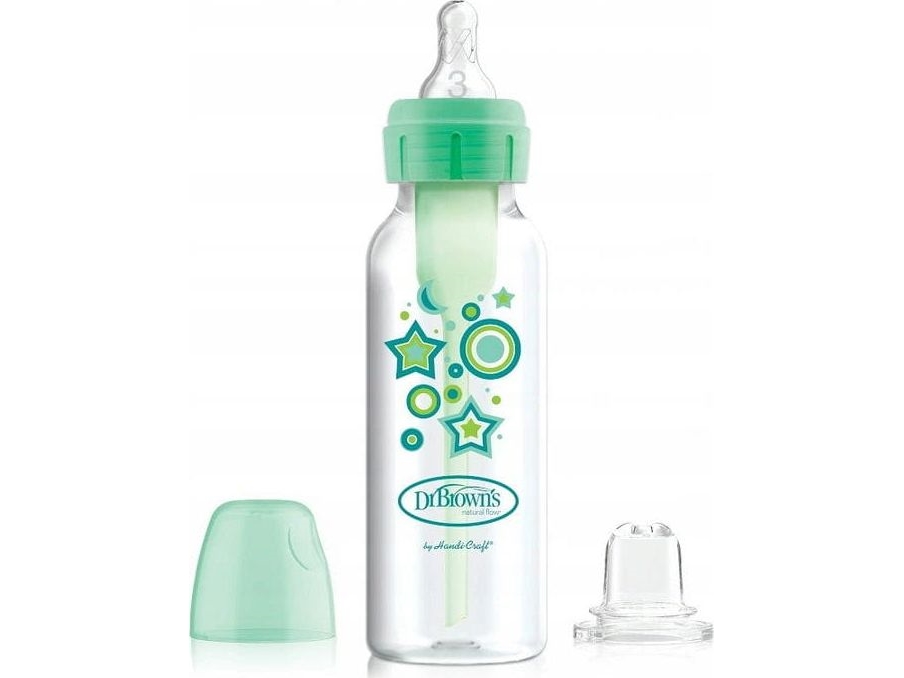 Dr Browns Sb81603-Kit "Bottle To Cup" Lony Green/Stand Bottle 250Ml Options + Green Decor, With A Nipple + 6M And A Non-Spray Mouthpiece /