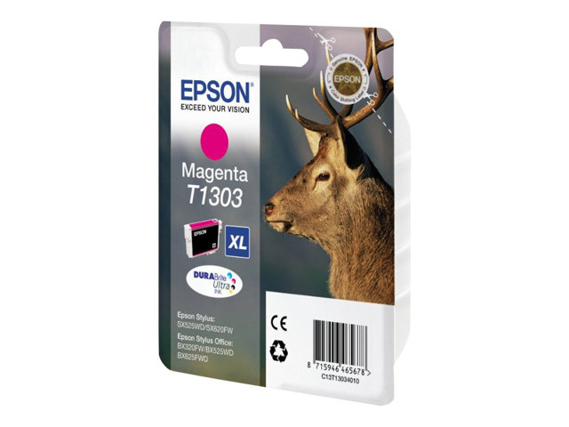 Epson Stag Singlepack Magenta T1303 Durabrite Ultra Ink, High (L) Yield, Magenta, Tinte Auf Pigmentbasis, 10,1 Ml, 1 Stück(E), Einzelpackung