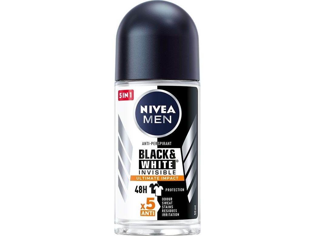 Nivea Men Dezodorant Black& White Invisible Ultimate Impact 5In1 Roll-On 50Ml
