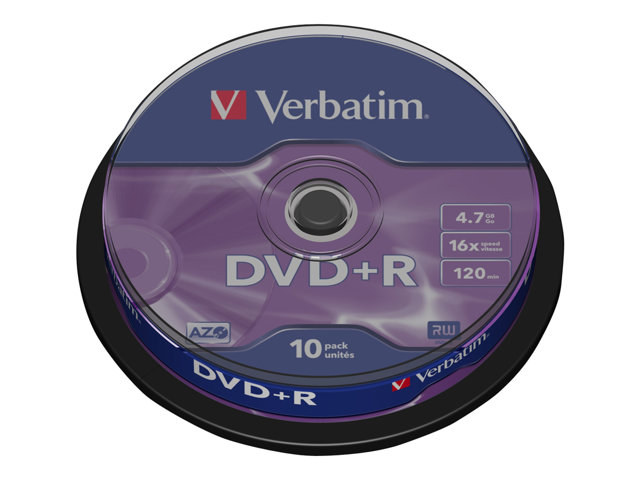 Verbatim Dvd+R Matt Silver, Dvd+R, 120 Mm, Spindel, 10 Stück(E), 4,7 Gb