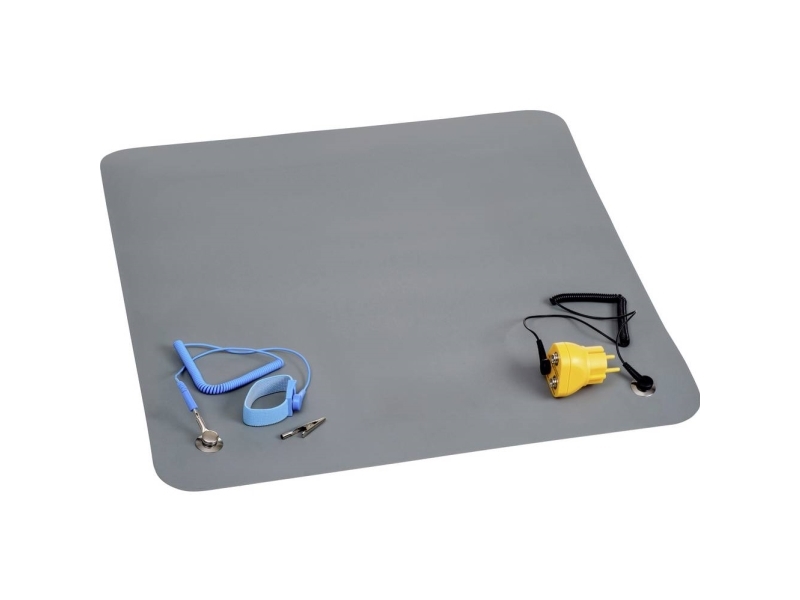 Quadrios Sæt med ESD-bordmåtter Grå (L x B) 550 mm x 550 mm