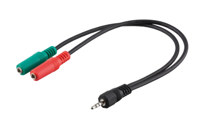 Goobay Pc Headset Adapter, 1X 3,5 Mm Aux 4-Pol. Zu 2X 3,5 Mm Aux 3-Pol., 0.3M, 3.5Mm, Männlich, 2 X 3.5Mm, Weiblich, 0,3 M, Schwarz, Grün, Rot
