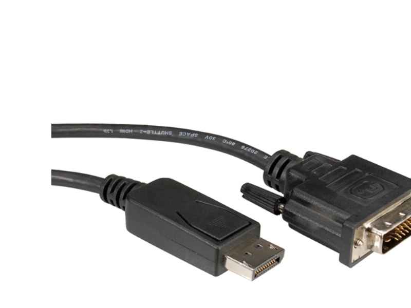 Roline Displayport / Dvi Verbindungskabel Displayport Stecker, Dvi-D 24+1-Poliger Stecker 1,00 M Schwarz 11.04.5613 Geschirmtes Displayport Kabel
