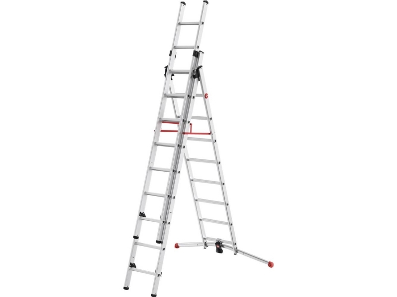 Hailo S100 ProfiLOT 9309-507 Aluminium Universalstige Arbejdshøjde (max.): 6.6 m Sølv, Rød, Sort 21.7 kg
