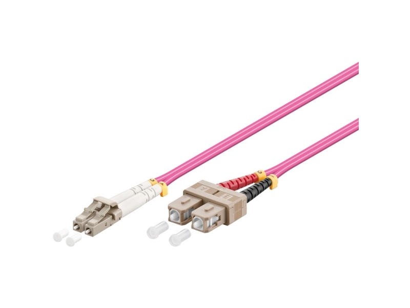 Netværkskabel fiberoptik OM4 2 m - Goobay SC til LC, halogenfri