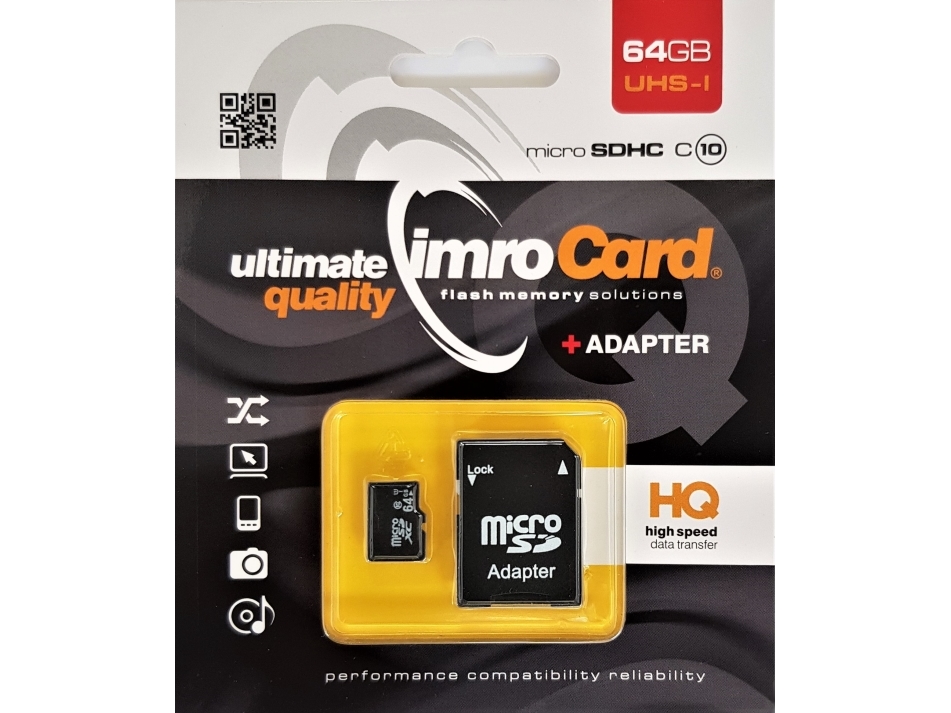 Imro 10/64G Uhs-I Adp, 64 Gb, Microsdhc, Klasse 10, Uhs-I, 82 Mb/S, 21 Mb/S