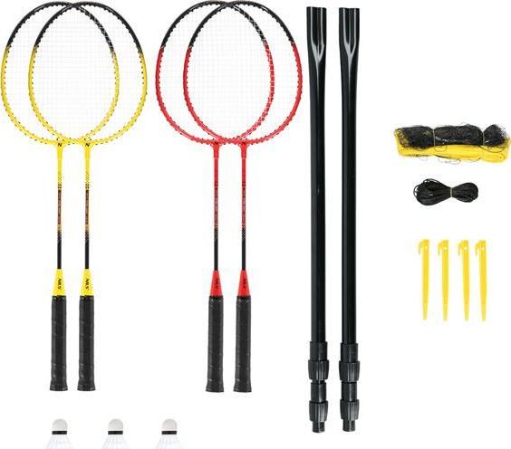 Nils Extreme Nrz264 Aluminium Badminton-Set: 4 Schläger + 3 Federbälle + Netz 600X60 Cm + Tasche