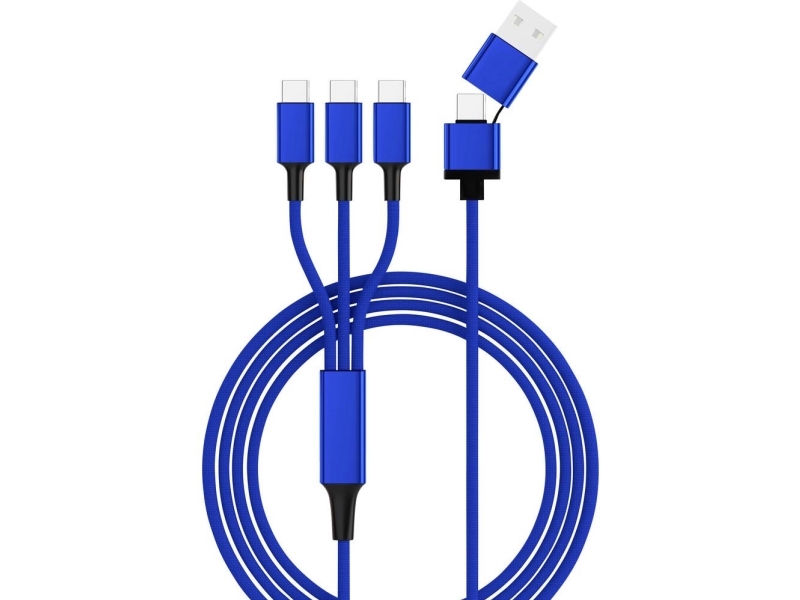 Smrter Usb-Opladerkabel Usb 2.0 Usb-A-Hanstik, Usb-C Stik, Usb-C Stik, Usb-C Stik 1.20 M Blå Smrter_Trio_C_Nb