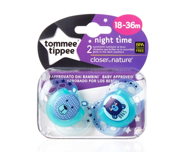 Tommee Tippee Night Time, Nat Baby Sut, Ortodontisk, Silikone