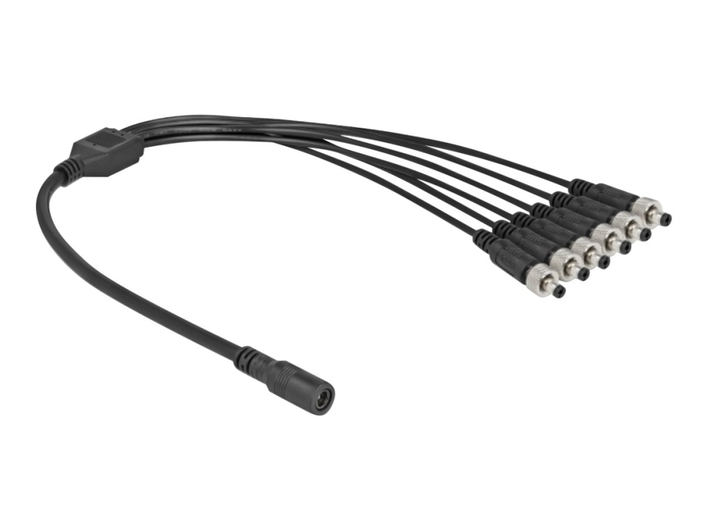 Delock - Strøm-Splitter - Dc Jackstik 5,5 X 2,1 Mm (Hun) Til Dc Jackstik 5,5 X 2,1 Mm (Han) Kan Skrues - 30 V - 2 A - 50 Cm - Sort