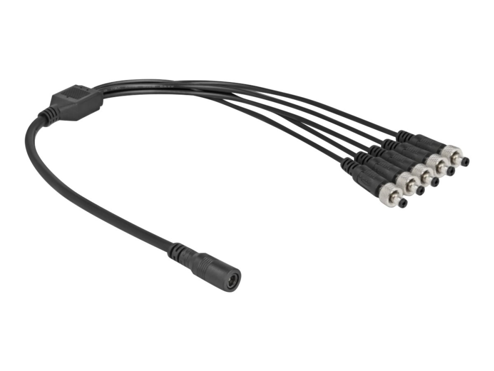 Delock - Strøm-Splitter - Dc Jackstik 5,5 X 2,1 Mm (Hun) Til Dc Jackstik 5,5 X 2,1 Mm (Han) Kan Skrues - 30 V - 2 A - 50 Cm - Sort