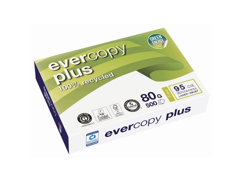 Återvunnet papper evercopy+, a3, 80 g, låda med 5 förpackningar om 500 ark | Papper & Emballage - Vitt papper - Vitt återvunnet papper | GameStuff