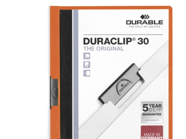 Durable DURACLIP 30 A4, Orange, Hvid, PVC, 30 ark, A4, 1 stk
