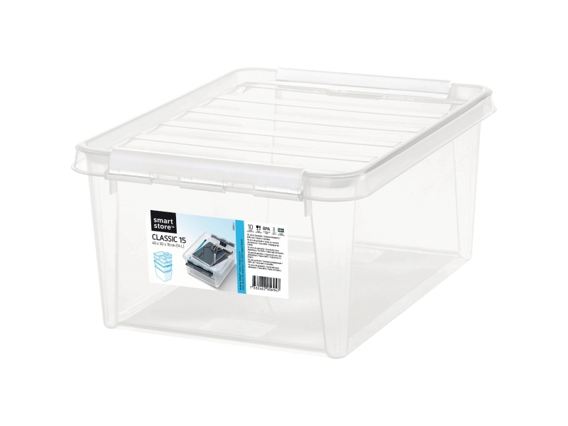 Opbevaringsboks med låg - Mellem Transparent Rektangulær Plast 30cm x 40cm x 18cm - Transparent - 30cm x 40cm x 18cm - Eva