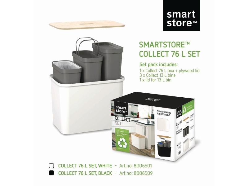 Plastbox Smartstore Weiß Sortierbox Mit 3 Eimern, 380 Mm X 570 Mm X 420 Mm