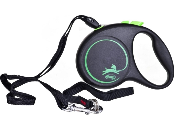 Flexi Black Design S Snor 5 M, 12 Kg, Grøn