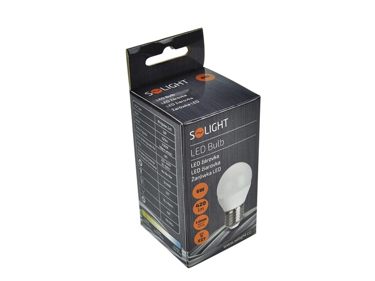 Solight Led Bulb, Miniglobe, 6W, E27, 3000K, 420Lm