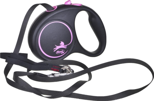 Flexi Black Design S Bånd 5 M, 15 Kg, Rosa
