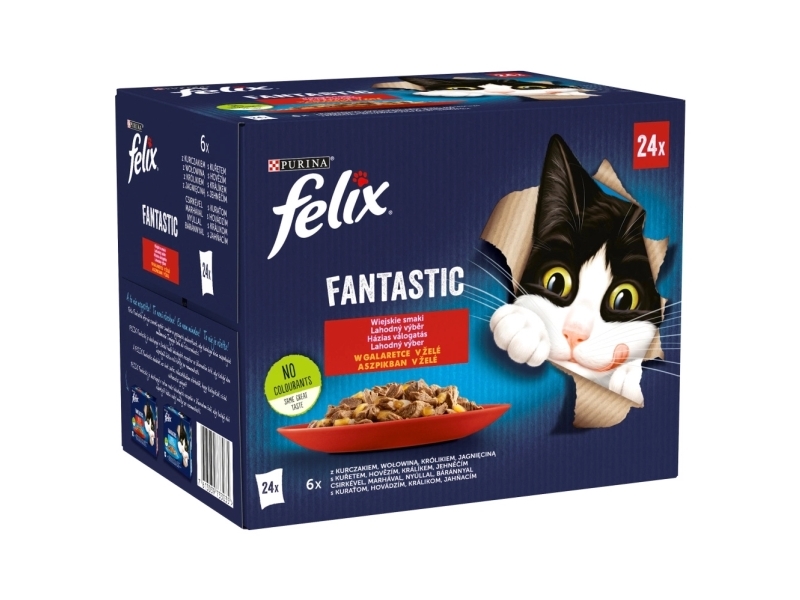 Felix Fantastic Rustic Flavours Jelly - Vådfoder Til Katte - 24X 85G
